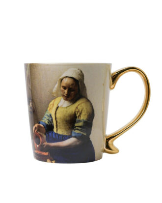 Heinen mok melkmeisje goud