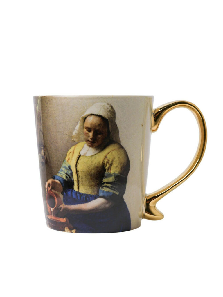 Heinen mok melkmeisje goud