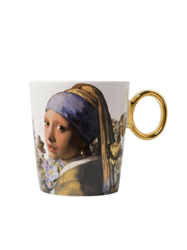 Heinen mok meisje met de parel goud