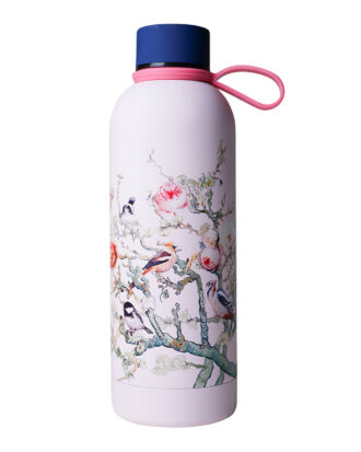 Heinen waterfles bosvogels roze