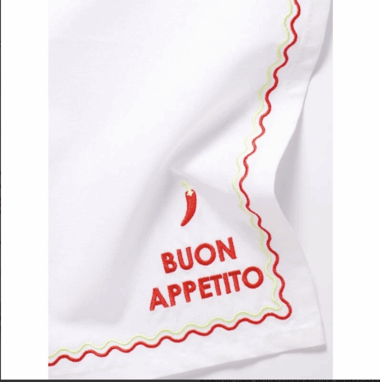 Vondels 2 Servetten Buon Appetito geborduurd 45cm (pre-order Levering vanaf 25-09-2025) - Afbeelding 2