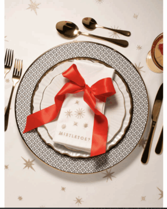 Vondels 2 Servetten Mistletoe geborduurd 45cm (pre-order Levering vanaf 25-09-2025) (kopie)