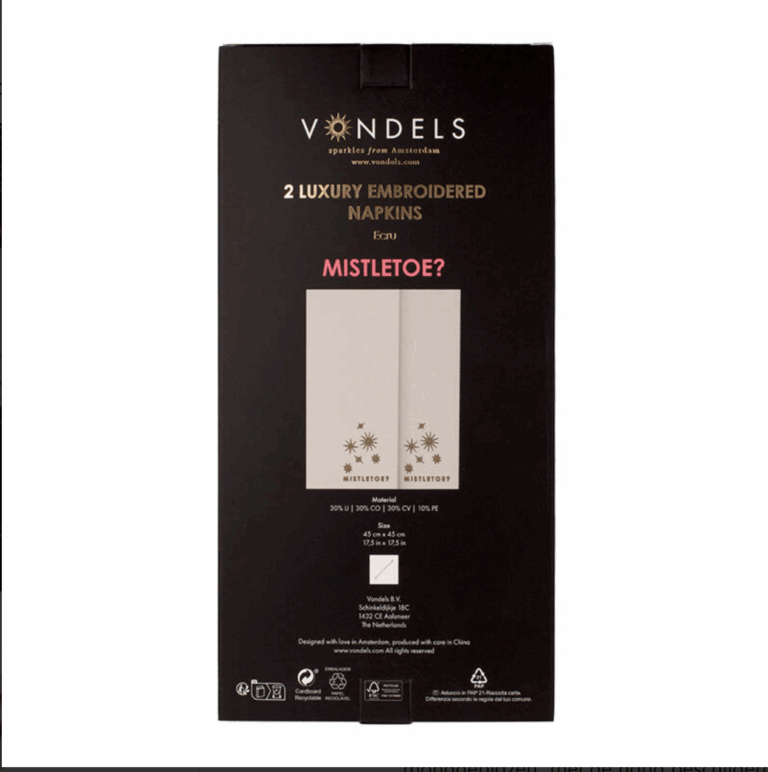 Vondels 2 Servetten Mistletoe geborduurd 45cm (pre-order Levering vanaf 25-09-2025) (kopie) - Afbeelding 2