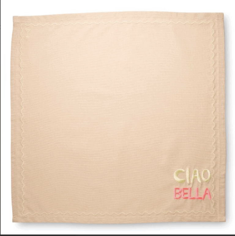 Vondels 2 Servetten Ciao Bella geborduurd 45cm (pre-order Levering vanaf 25-09-2025) - Afbeelding 3