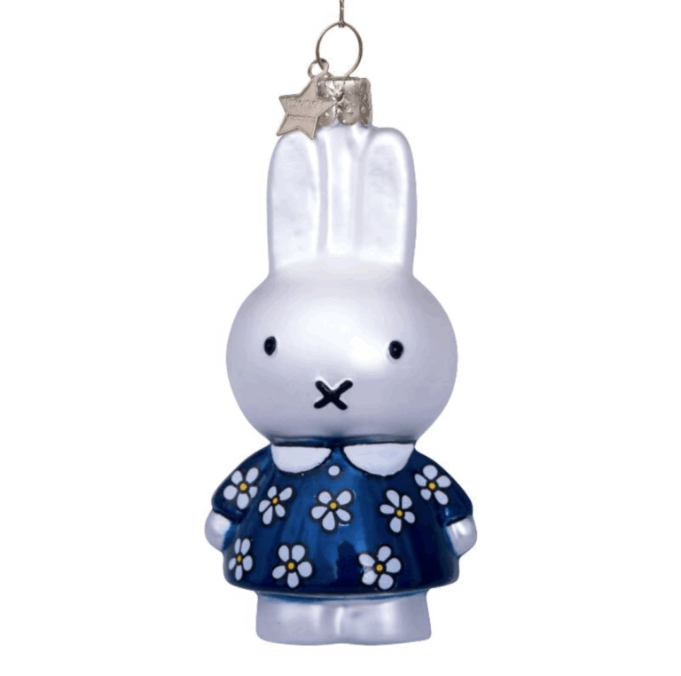 Vondels Nijntje Ornament Blue flower Dress 11 cm (pre-order Levering vanaf 25-09-2025)